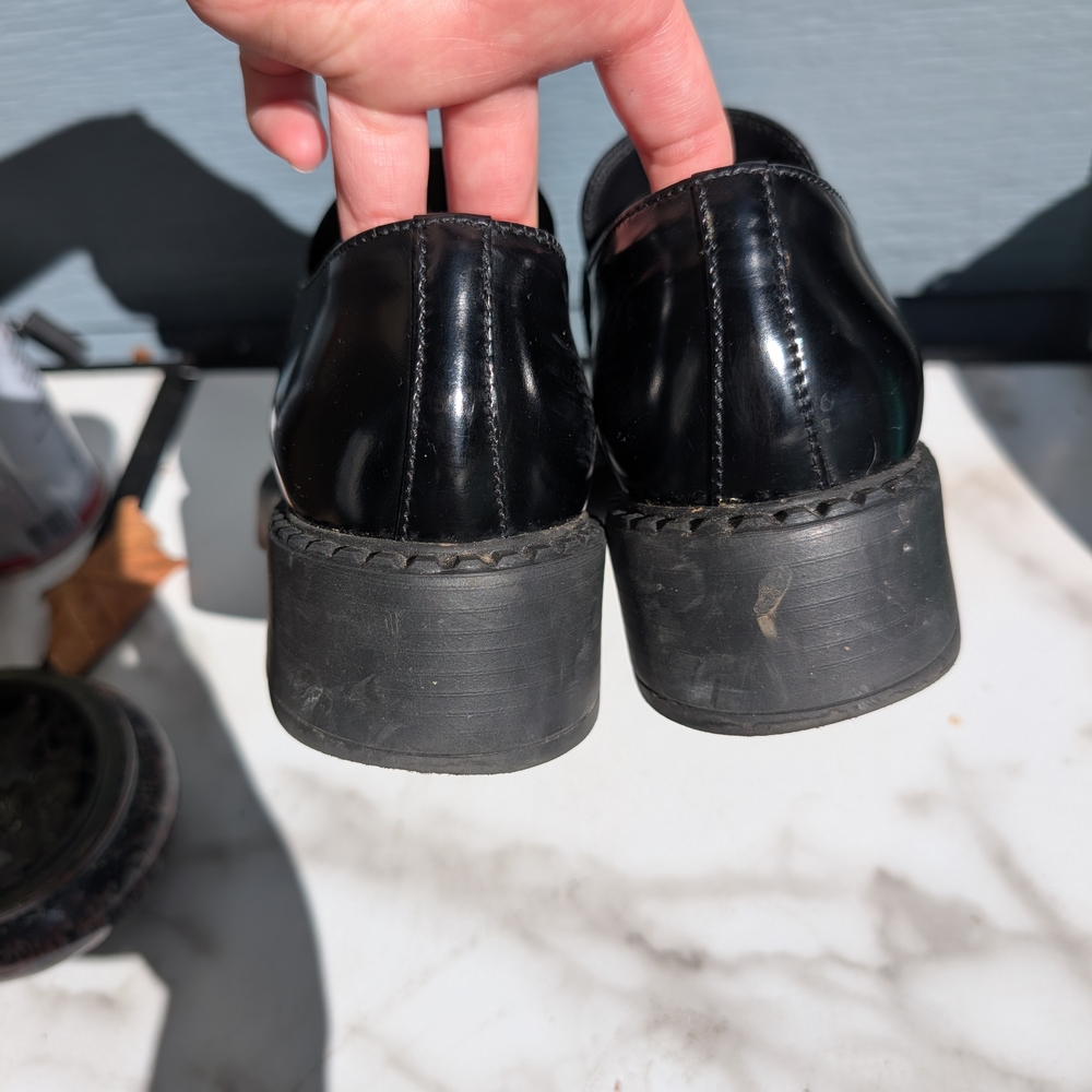 Prada Women's Glossy Black Slip-On Loafers - Picture 3 of 9